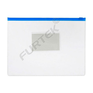 Папка-конверт с бегунком на пластиковой молнии с кармашком для визиток