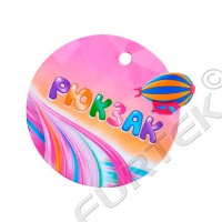 Круглая картонная бирка для детского рюкзака с отверстием для крепления