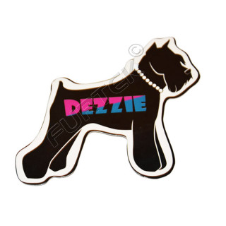 Фигурная навесная бирка в форме силуэта собаки с логотипом 60х70 мм
