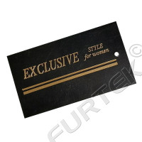 Прямоугольная картонная бирка с тиснением с применением фольги и отверстием