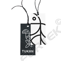 Прямоугольная бирка из мелованного картона черно-белая