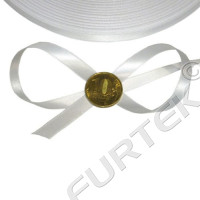 Сатиновая лента с тканым краем 100 м белая