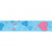 Голубая сатиновая лента с узором "Сердечки"  50 м, 100 м