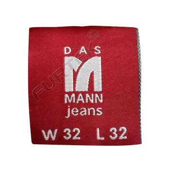 Жаккардовая вшивная бирка для маркировки джинсовой одежды