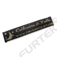 Жаккардовый ярлык 12х100 мм черный с подгибами по краям