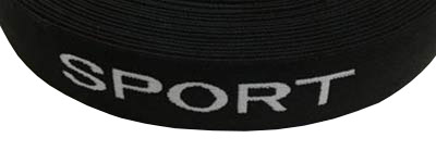 Эластичная резинка черного цвета с белой надписью Sport 