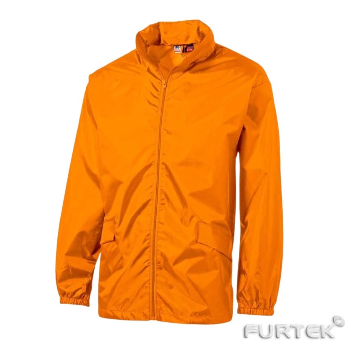Куртка из оранжевой ветрозащитной ткани