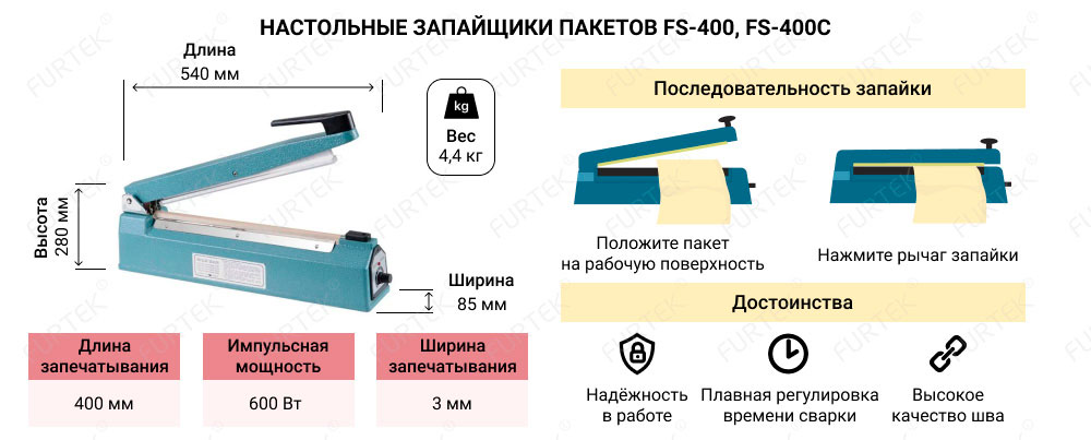 Информация о запайщиках пакетов FS-400 и FS-400C