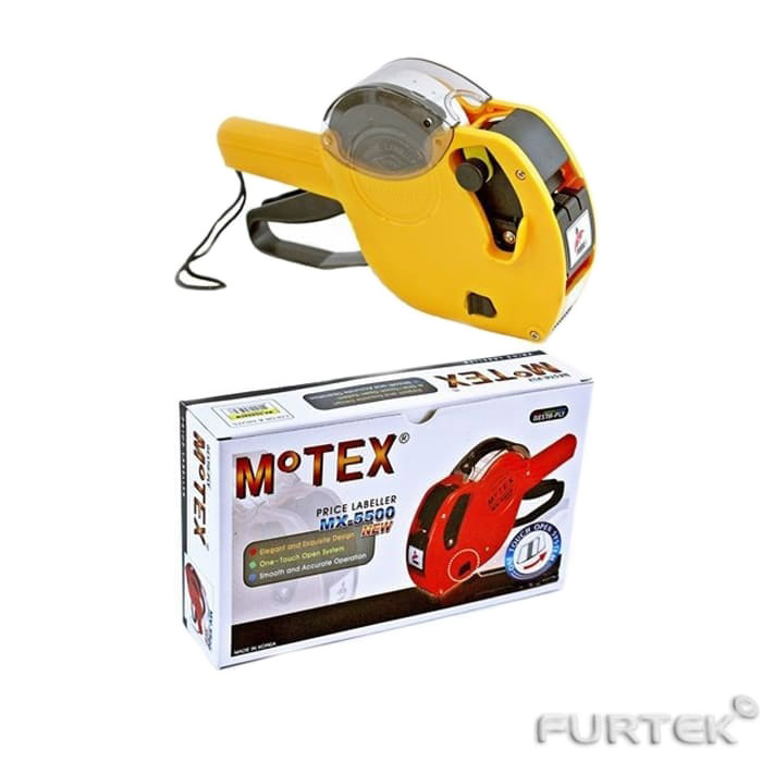 Желтый этикет-пистолет Motex MX-5500 NEW  и красный в упаковке.