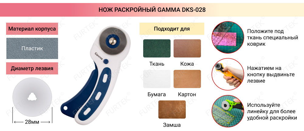 Нож раскройный Gamma DKS-028