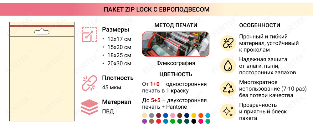 Общая информация о пакетах zip-lock с европодвесом