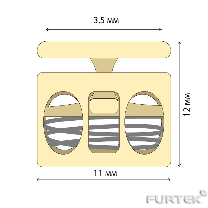 Схема с размерами металлического фиксатора для шнура