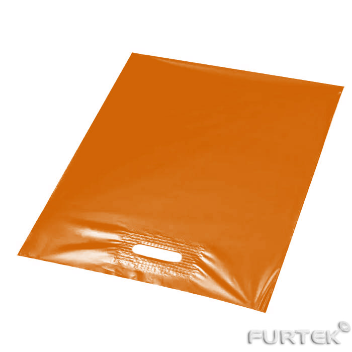 ПВД оранжевый пакет с прорубной ручкой
