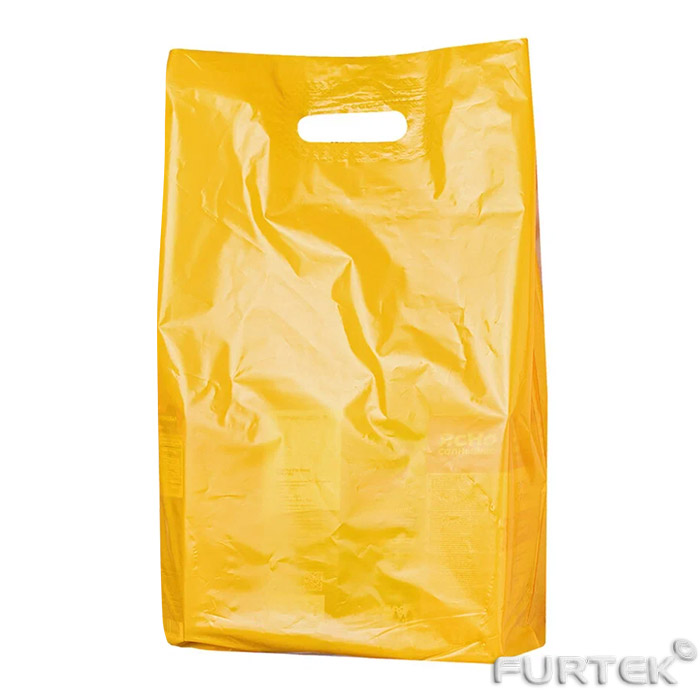 Желтый пакет ПВД с укрепленной ручкой