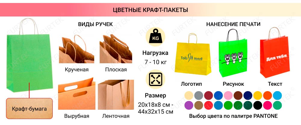 Информация о цветных крафт-пакетах