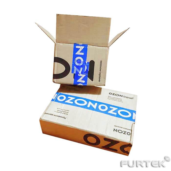 Коробки для OZON перевязаны клейкой лентой.