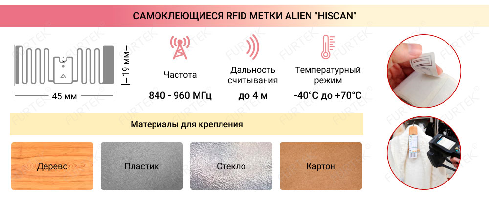 Информация о самоклеющейся RFID метки Alien ALN-9720