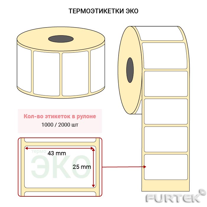 Термоэтикетки ЭКО 43х25 мм