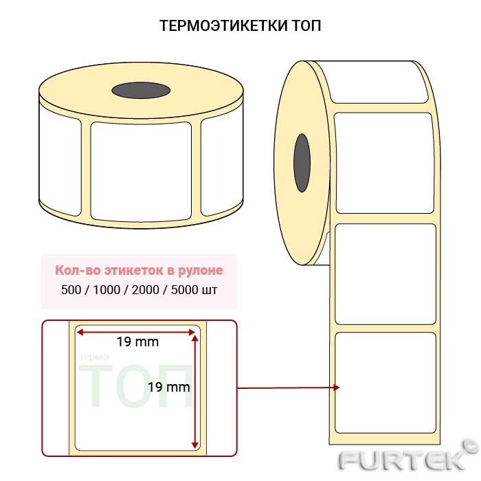 Схема термоэтикетки ТОП 19х19 мм 