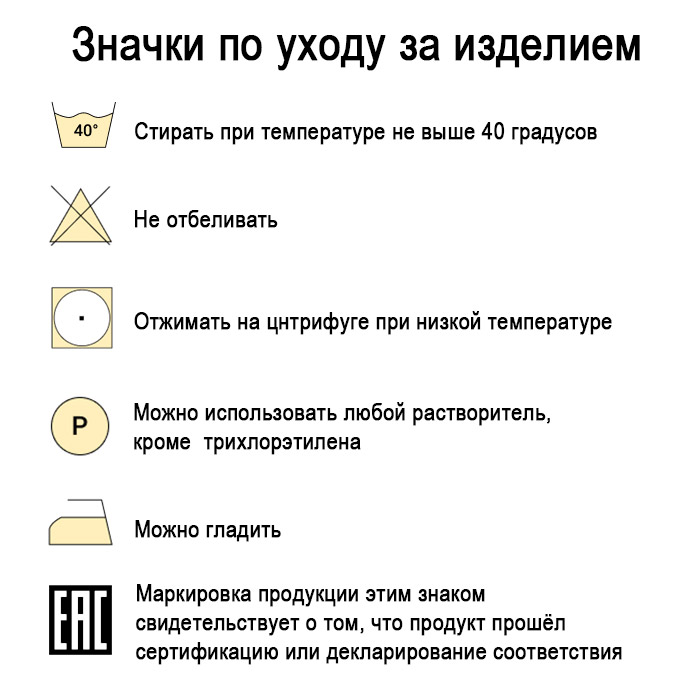 Значки по уходу за изделием изображенные на этикетке