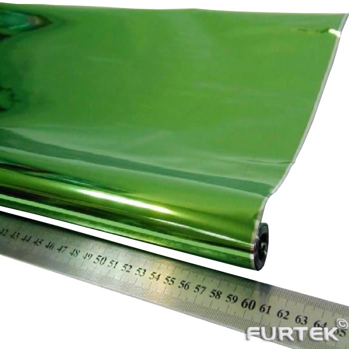 Металлизированная фольга зеленая с горячим тиснением.