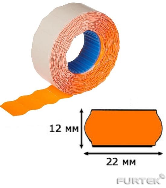 Этикет лента для этикет пистолета «Эконом» оранжевая, волна, 22х12 мм