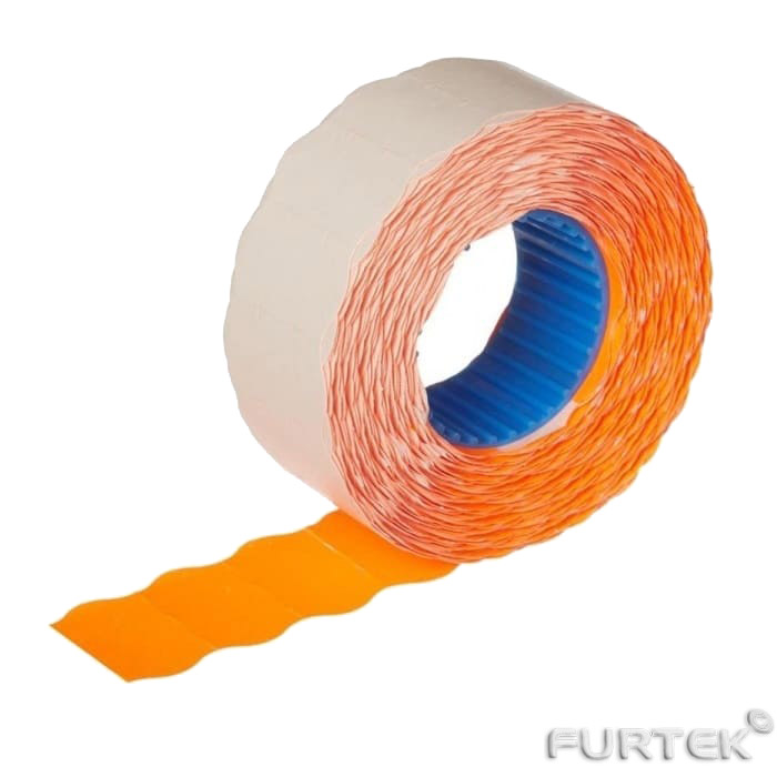 Оранжевая волнистая этикет-лента размером 26х12 мм