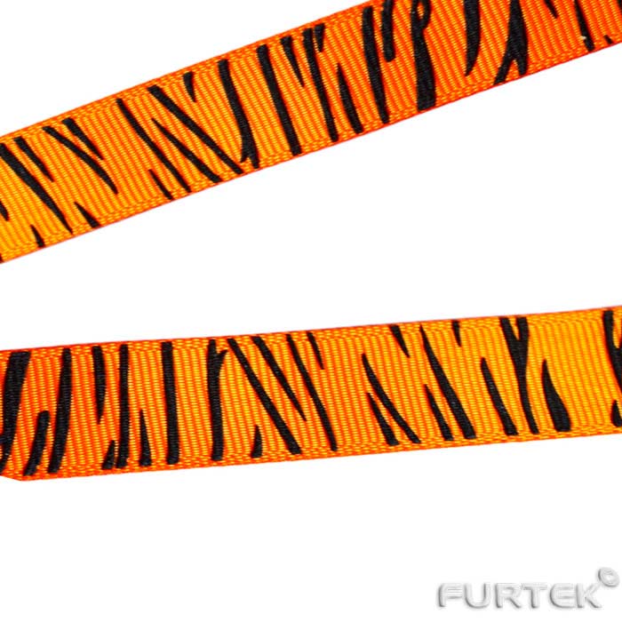 Оранжевая лента репсовая с окрасом тигра