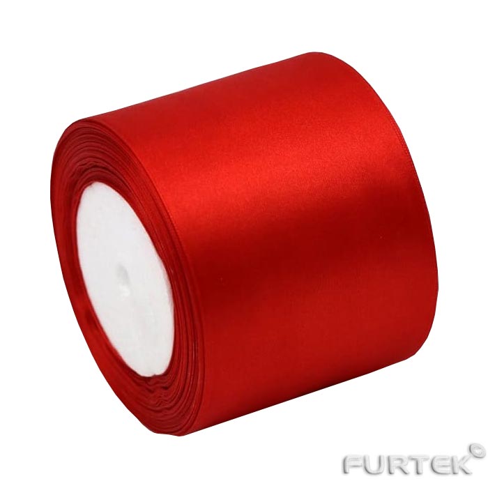 Сатиновая ярко-красная лента премиум класса в рулонах по 100 и 200 м