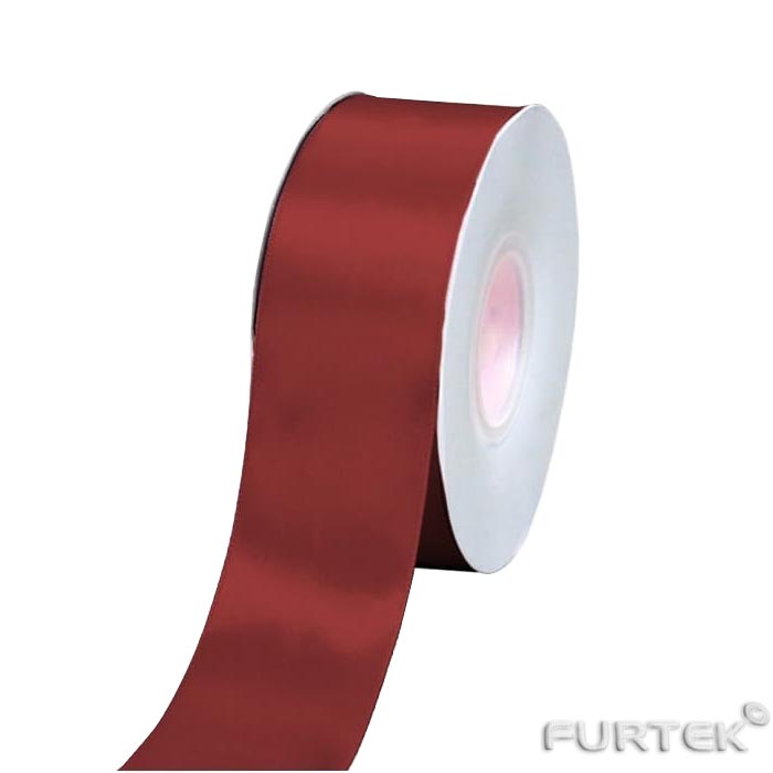 Сатиновая лента цвета бордо в рулонах по 100 и 200 м с тканым краем