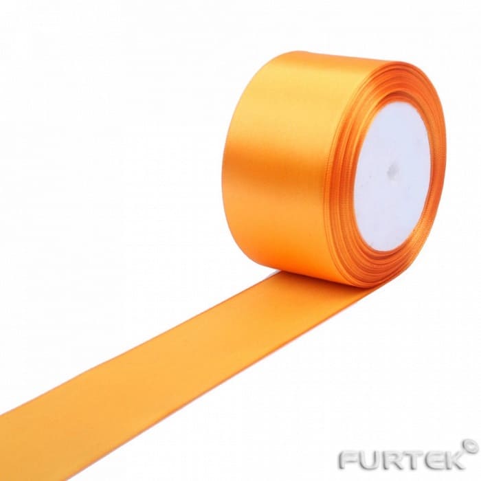 Лента сатиновая светло-оранжевая в рулонах по 100, 200 и 400 м